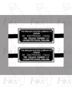 ENGLISH ELECTRIC CO CLASS 55 (D9009 etc) works plates