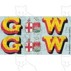 1927-1934 : G (twin shield crest) W Loco Initials yellow/red