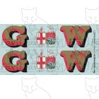 1927-1934 : G (twin shield crest) W Loco Initials gold/red